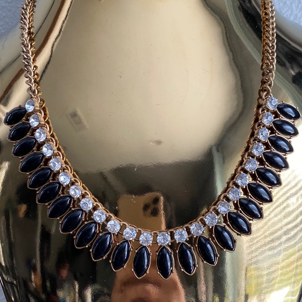 J Crew Black Gold Crystal Necklace
